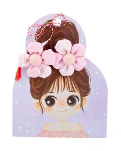 Martisor set agrafe de par cu flori roz din material textil, cod M8M52
