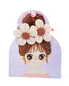Martisor set agrafe de par cu flori din material textil, cod M8M55